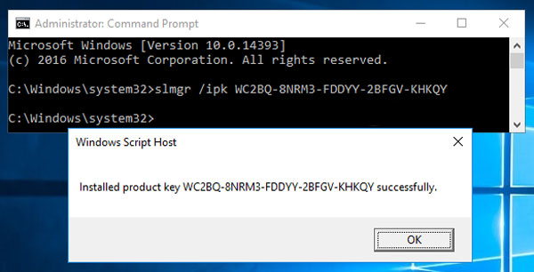 run command slmgr ipk
