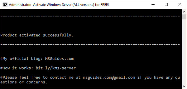 Windows Server is activated successfully